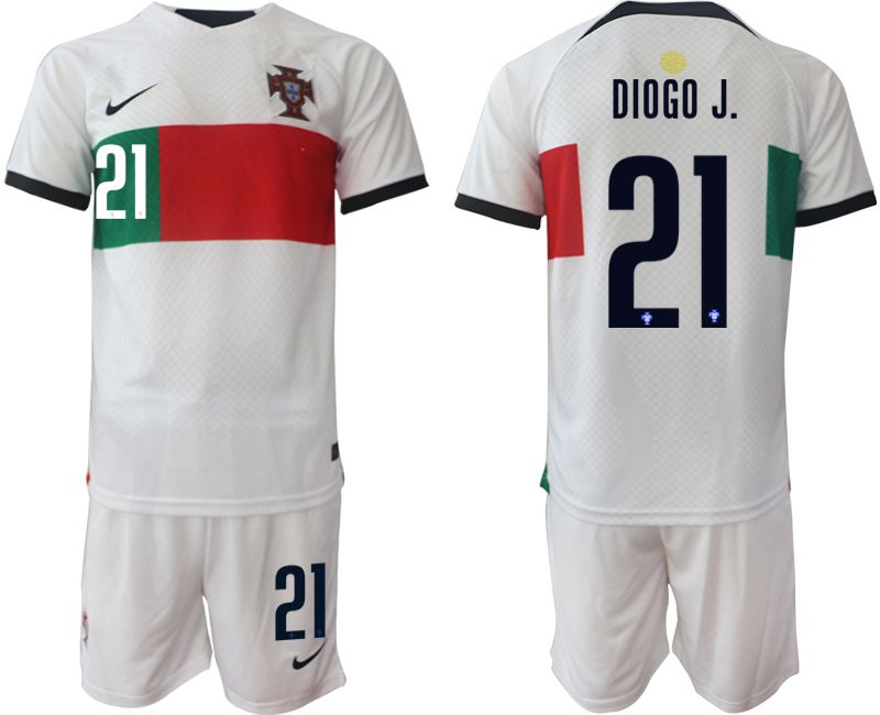Men 2022 World Cup National Team Portugal away white #21 Soccer Jerseys->portugal jersey->Soccer Country Jersey